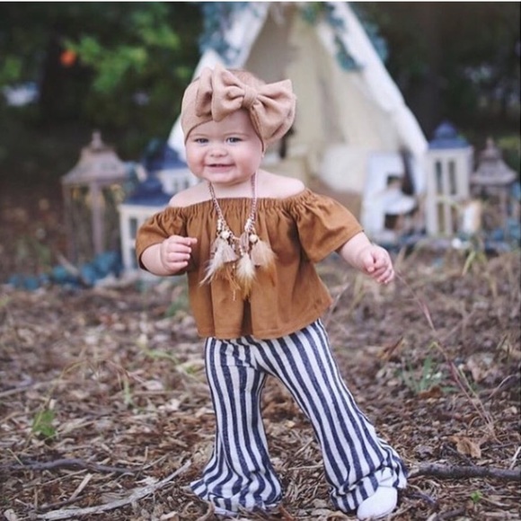 Grey & White Boho Bell Bottoms - Picture 2 of 2